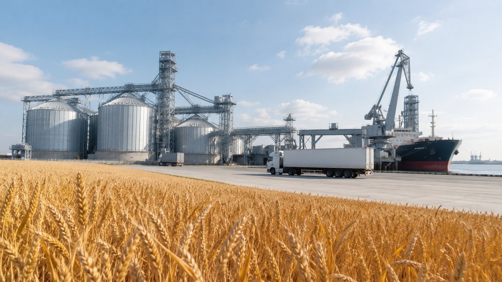 Agro commodities sourcing — grain silos and port